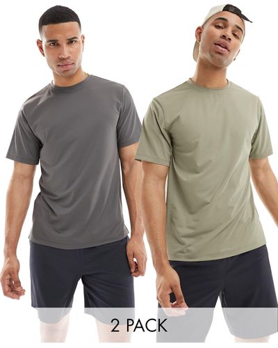 ASOS 4505 Icon Training T-shirt With Quick Dry 2 Pack - Grey