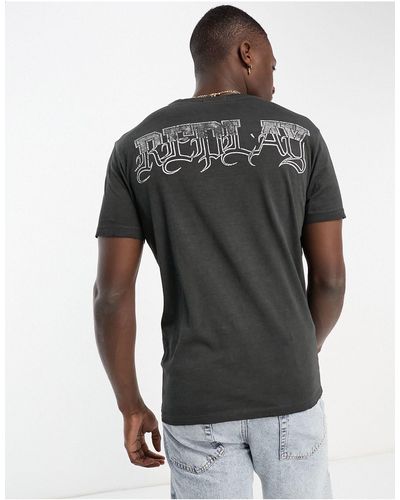 Replay T-shirt Met Print - Zwart