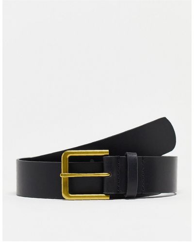 ASOS Design Webbing Belt with Matte Black Buckle in Black