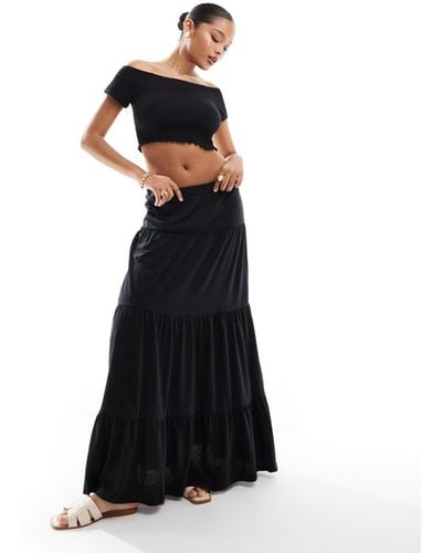 Vero Moda Tiered Maxi Skirt Co-ord - Black