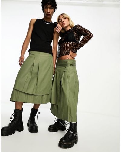 Collusion X Tammy Unisex Pleated Kilt Skirt - Green