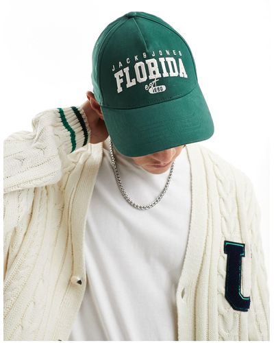 Jack & Jones Gorra verde con logo "florida"