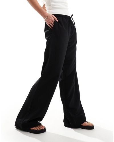 Monki Drawstring Straight Leg Trousers - Black