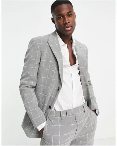 TOPMAN Skinny Single Breasted Suit Jacket - Gray