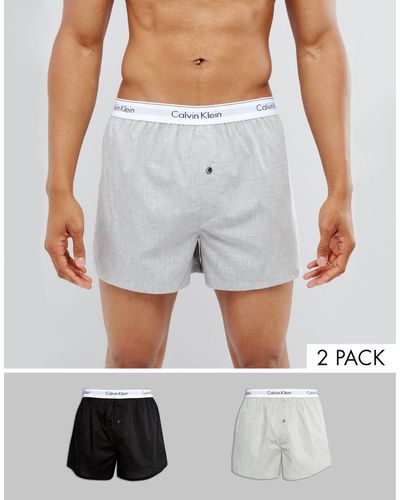 Calvin Klein – 2er packung gewebter boxershorts - Grau