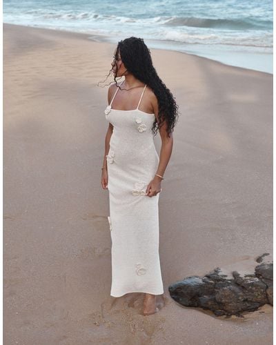 4th & Reckless X Loz Vassallo Isla Sheer Knit Maxi Beach Dress - White