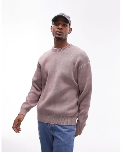 TOPMAN Acid Wash Jumper - Purple