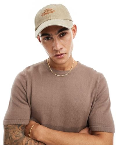 ASOS Soft Baseball Cap With Embroidery - Brown