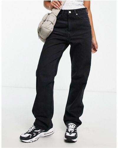 Weekday Rowe - Jeans Met Rechte Pijpen En Extra Hoge Taille - Zwart