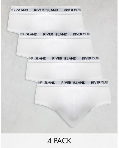 River Island Confezione da 4 slip bianchi con fascia - Bianco