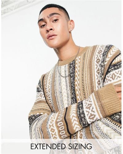 ASOS Oversized Knitted Jumper With Aztec Pattern - White