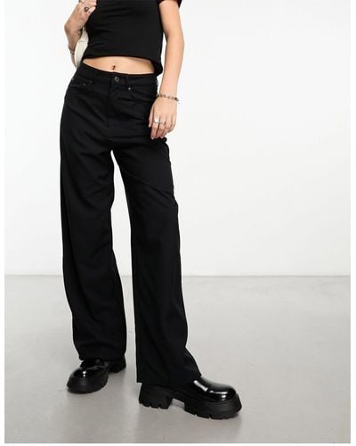 Weekday Junn Slouch Fit Trousers - Black