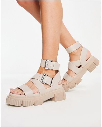 Schuh – toulouse – sandalen mit extrem dicker, flacher plateausohle - Natur