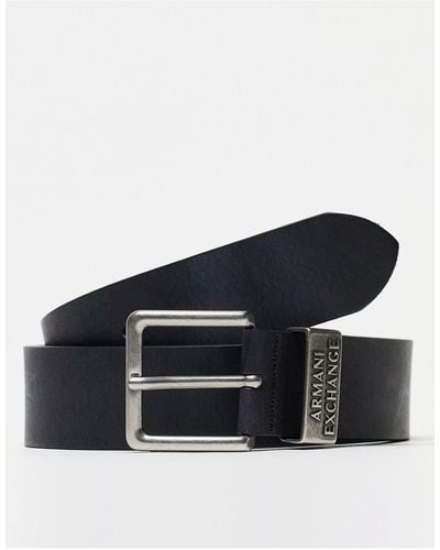 Armani Exchange Logo Leather Belt - White
