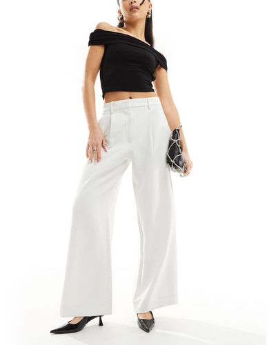 Abercrombie & Fitch Sloane - pantaloni sartoriali a vita alta color crema - Bianco