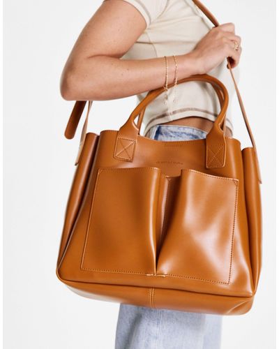 Claudia Canova Double Pocket Tote Bag - Brown