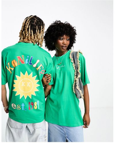 Karlkani T-shirt oversize unisex con stampa sul retro e firma piccola - Verde