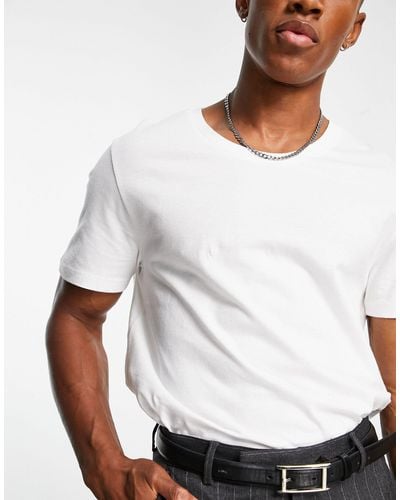 ASOS T-shirt en coton mélangé à encolure dégagée - white - Blanc