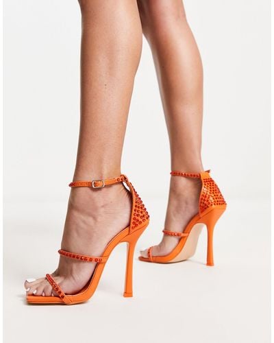 Public Desire Golda Embellished Heeled Sandals - Orange
