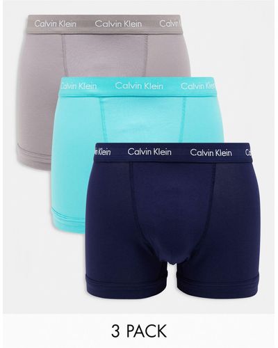 Calvin Klein Cotton Stretch Trunks 3 Pack - Blue
