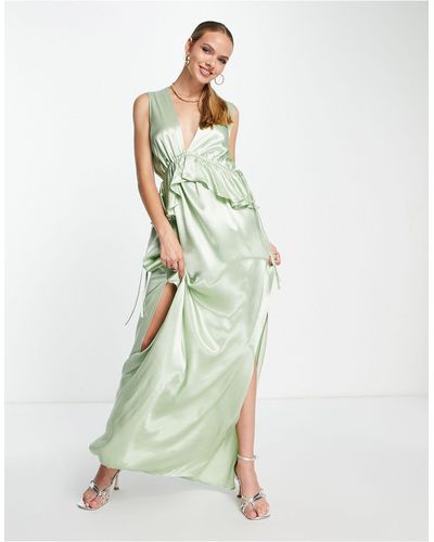TOPSHOP Bridesmaid Ruffle Peplum Maxi Dress - Green