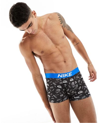 Nike Dri-fit essential - boxer en microfibre à taille bleue - noir