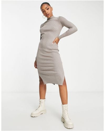 New Look Knitted Ribbed Dress - White