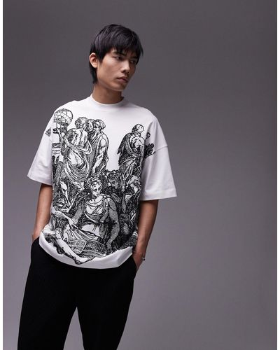 TOPMAN – oversize-t-shirt aus sehr robustem stoff - Grau
