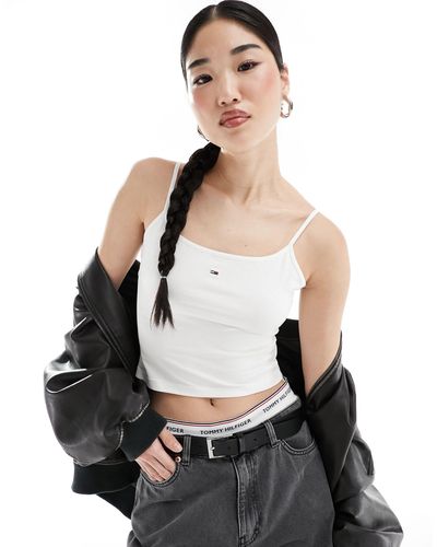 Tommy Hilfiger Cropped Essential Strappy Vest Top - White