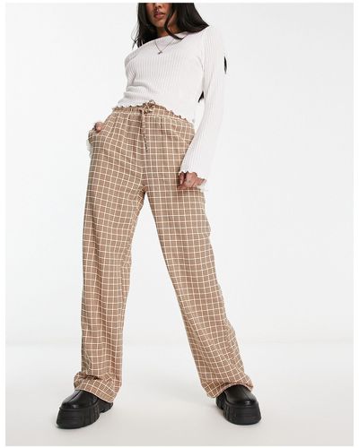 Reclaimed (vintage) Pantalon à enfiler à carreaux vichy - Blanc