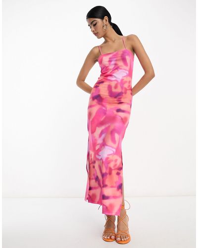 Vila Halflange Cami-jurk Met Abstracte Print - Roze
