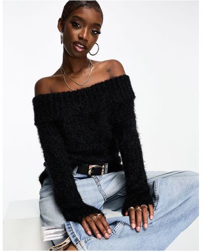 AX Paris Bardot Knitted Jumper - Black