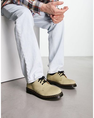 Dr. Martens 1461 - chaussures en daim à 3 paires d'œillets - olive pâle - Noir