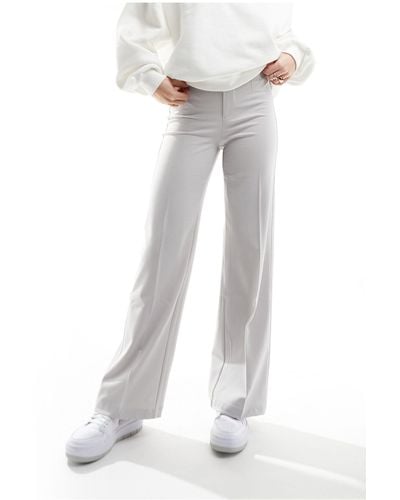 Bershka Wide Leg Tailored Pants - White