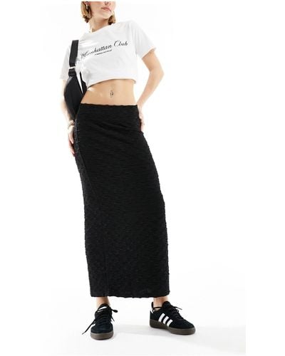 Vero Moda Textured Stretch Midi Skirt - Black
