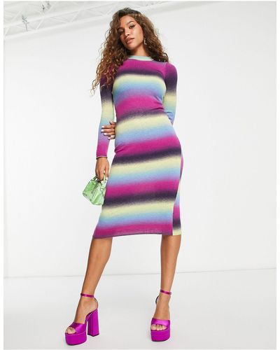 EDITED Long Sleeve Midi Dress - Multicolour