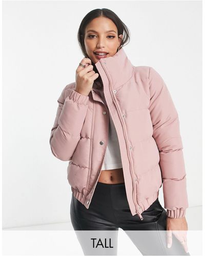 Brave Soul Tall Slay Puffer Jacket - Pink