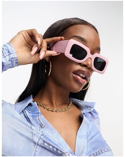 ASOS Chunky Wide Temple Mid Sunglasses - Blue