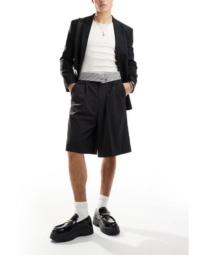ASOS Smart Longline Shorts With Double Waistband - Black