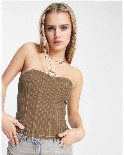 Motel Bandeau Corset Top Co-ord - Brown