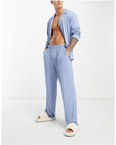 Chelsea Peers Lange Pyjamaset Met Knopen - Blauw