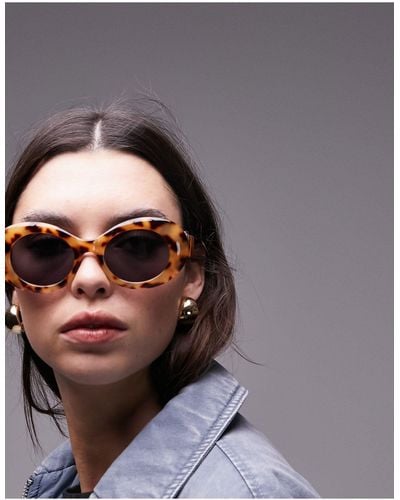 TOPSHOP – peony – runde sonnenbrille mit oversize-rahmen - Braun