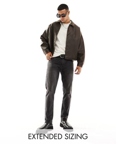 ASOS Faux Leather Oversized Cropped Coach Jacket - Black