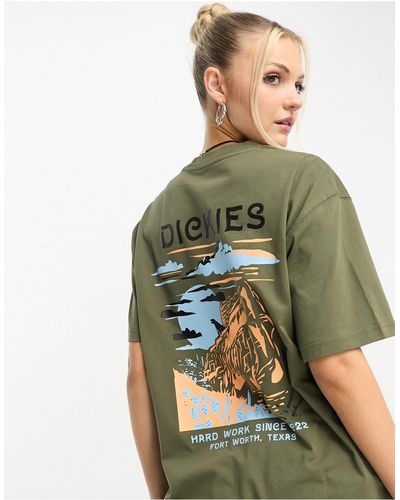 Dickies Eagle Point Mountain - T-shirt Met Print Op - Groen