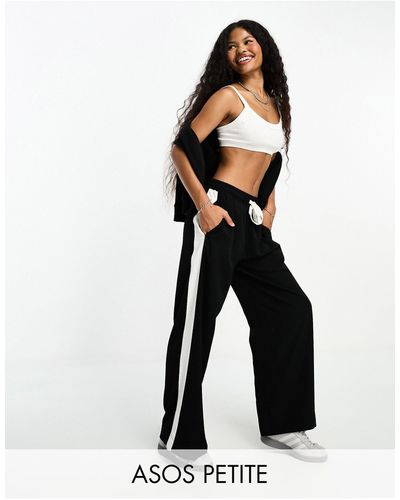 ASOS Asos Design Petite Pull On Trouser With Contrast Panel - White