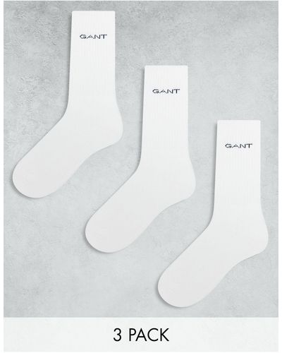 GANT Confezione da 3 paia di calzini sportivi bianchi con logo - Bianco