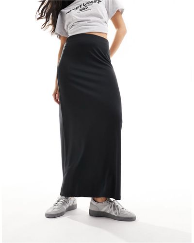 Monki Super Soft Maxi Skirt - Black
