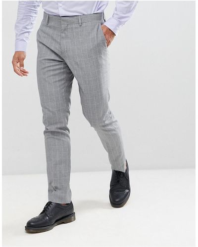 River Island Skinny Fit Wedding Suit Pant In Grey Check