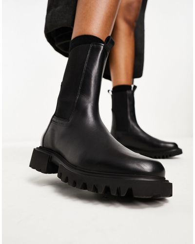 AllSaints Hallie Leather High Ankle Boots - Black