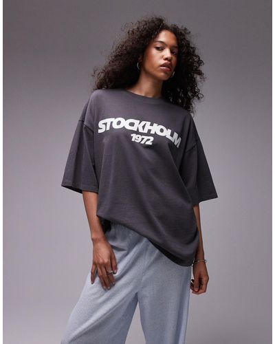 TOPSHOP – stockholm 1972 – oversize-t-shirt - Grau
